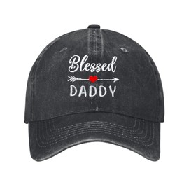 Blessed Dad Embroidered Baseball Cap Vintage Washed Adjustable Cowboy Hat Gifts for Dad,Black