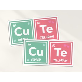 2 x 10cm Cute Chemical Element Vinyl Stickers - Love Partner Girlfriend Decal Science Scientist Periodic Table Scrapbook Sticker #81959