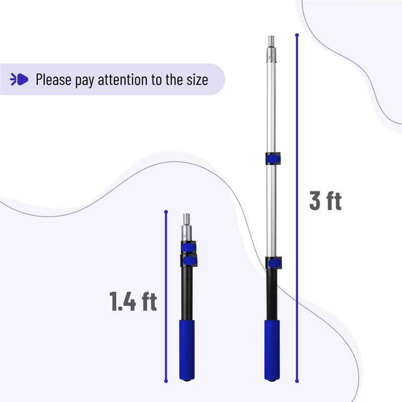Bates- Extension Pole, 1.4 to 3 Ft Pole, Dark Blue,