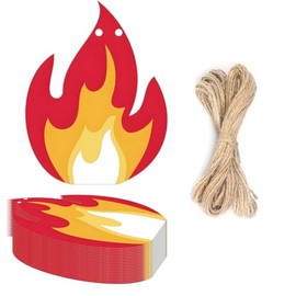 Decorative Flame Banner Flags, 5.5 x 7 inches, 30 Pieces with String, Double sided Flame Cut-outs for Party Events Celebration