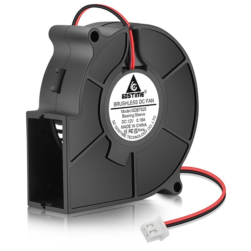 GDSTIME 75mm x 25mm Blower 12V, 7525 DC Brushless Turbo