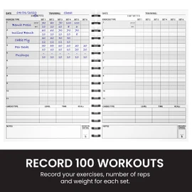 Ultimate Gym Workout Log Book, 100 Page - XL A5 Exercise, Fitness and Training Planner & Gym Journal - Set Goals & Track Progress - for Men and Women (Black)