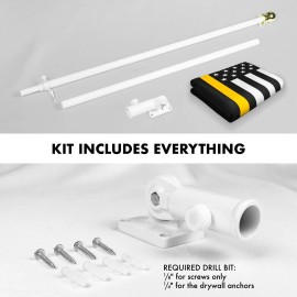 UD_G128 Combo Pack: Flag Pole 6 FT White Tangle Free & Thin Yellow Line Flag 3x5 FT Brass Grommets Printed Polyester (Flag Inclu