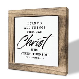 Bible Verse Philippians 4:13 Box Sign, I Can Do All Things Through Christ Who Strengthens Me, Wooden Plaque Gift Tabletop, Self-motivation Sign, Christian Wood Sign, Religious Home Decor