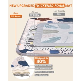 71x59 Playpen Mat Foam Thick, Thicker & Large Baby Play Mat for Babies Kids Toddlers Infants Floor Crawling, Foldable Cushioning Padded Baby Playmat for Indoor Outdoor, Girls Boys Essential Gift, Boho