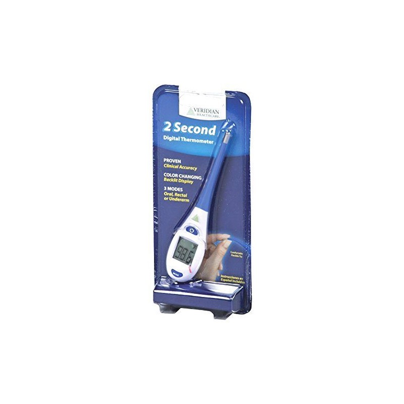 Veridian 08-363 2-Second Digital Thermometer, 0.63" x 0.73" LCD Display