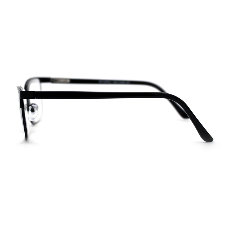 Mens Metal Half Rim Rectangular Reading Glasses All Black +3.5