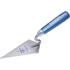 HAROMAC Hamburger Cleaning Trowel, Made in Germany, 140 mm, Stainless Steel, Blue Wooden Handle, Hardened and Polished, Professional Quality, Cleaning Trowel, Pointing Trowel, Spatula