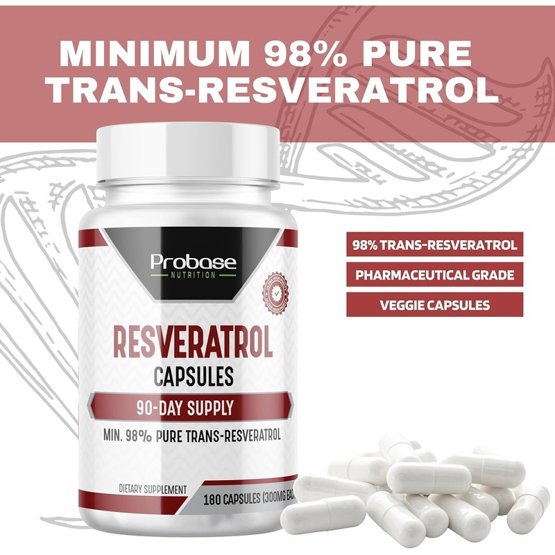 Probase Nutrition Ultra High Purity Resveratrol Capsules - 98% Trans-Resverat