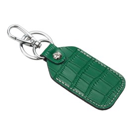 PATIKIL Leather Key Fob, Genuine Leather Keys Cover RFID Key Fob Protector Air Tag Holder Keychain Case with Key Ring & Screwdriver for Car Key ID Key Card Deep Green