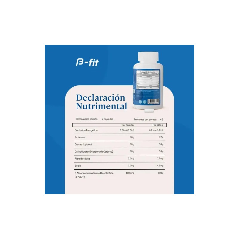 B-fit Nad 500mg 90 Cápsulas Suplemento Anti Aging