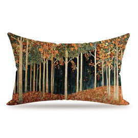 BUJSP Rustic William Morris Inspired Autumn Forest Decor Pillow Covers 18x18 Double-Sided, Fall Home Room Decor,Vintage Botanical Nature Decorative Throw Pillow Covers for Home Bedroom Living Room