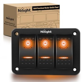 Nilight Nilight 3 Gang Rocker Switch Panel with Orange LED Light 5 Pin On Off Pre-Wired Aluminum Toggle Switches Waterproof for 12V/24V Cars Marine Boats ATVs Trailers RV Trucks