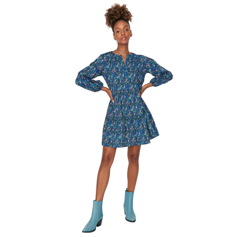 TRENDYOL Women's Midi Shift Dress, blue