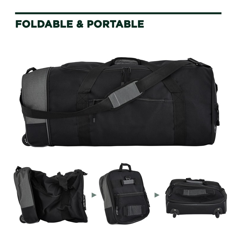 Travelers Club 32" Expandable Rolling Travel Duffel Bag, Black