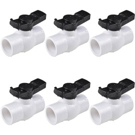 (6 Pcs) 1/2" PVC Ball Valve, Shut-Off PVC Ball Valve Socket with Upgrade Easy-Turn Handle for SCH40 Pipe-Suitable for Swimming Pool, Water Project & Irrigation System, Rated at 150 PSI