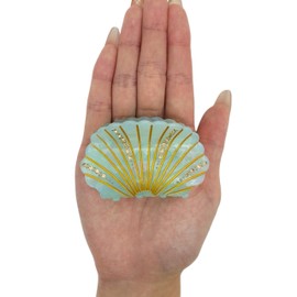 Aurasnap Sea Pearl Acetate Shell Claw Clip - Hair Clips with Sparkling Diamonds, Elegant Ocean-Themed Hair Accessories for Women (Jellyfish Green)