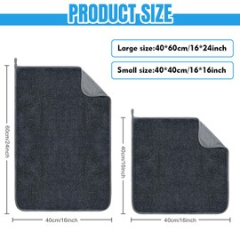 VIVOTE 2 Pieces Bathroom Drying Cloths, Ultra Soft Absorbent & No Lint Streaks Microfibre Cloth, Quick Drying Towels, Shower Drying Cloths for Bathroom, Kitchen, Home, 40 x 60cm Dark Grey