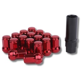 [Partools] Lock Nuts Red Car Tire Wheel Nuts M12 Short Nuts Lug Nuts Racing Nuts (16 Pieces, 1.5 mm)
