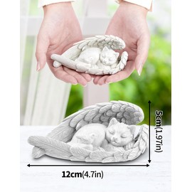 NETONDA Cat Angel Memorial Stone 23.5 x 13.2 cm Gravestone Pet Memorial Grave Marker Tribute Statue Decorative Commemorative Animal Garden Statue Polyresin Memorial Statue Remembrance Cat Figure