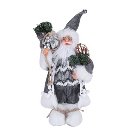 Christmas Father Santa Decor Figures Free Standing Christmas Dolls Xmas Santa Claus Indoor Table Fireplace Decoratons Xmas Party Home Christmas Decor Ornament Gifts 30CM (Grey Santa Claus)