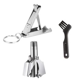 Zerodeko Kit de Tijeras para Cortar Vello Nasal y Cortaúñas en Acero Inoxidable Cepillo Pequeño, Compacto y Práctico para Cuidado Personal Diario