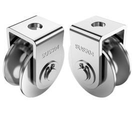 2 Pack 3 Inch Pulley Block U Grooved Wheel Pulley, 304 Stainless Steel Pulley Roller, Heavy Duty Caster Wheels Sliding Gate Rollers for Material Handling and Moving Lifting Loading 1760lb/800 Kg