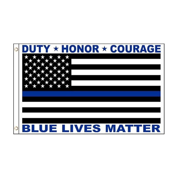 AES 3x5 USA Police Thin Blue Line Duty Honor Courage