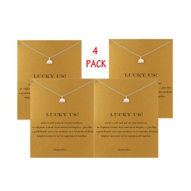 Collar con diseño de trébol de la amistad del río Cientos River con elefante de la buena suerte con tarjeta de mensaje (4 unidades)