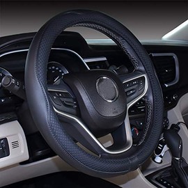 Large Truck Steering Wheel Cover 48.5-50cm Microfiber Leather Black