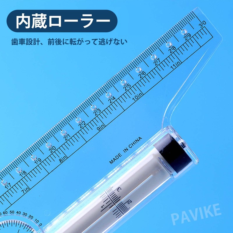 PAVIKE Rolling Ruler, Parallel Ruler, Rolling Ruler, 11.8 inches (30