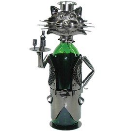 Cat Waiter Metal Wine Bottle Holder Caddy