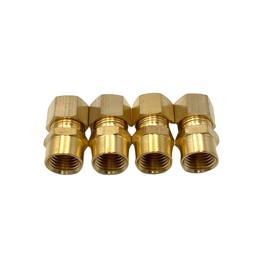 4 Pcs 1/4" NPT Female Connector x 3/8" Tube OD Brass Compression Connector Fitting Straight Coupling Adapter for Oil, Gas, and Non-potable Water