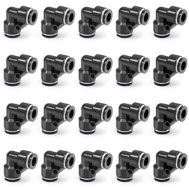 EterMutable 20-PACK 1/2" Tube OD 90 Degree Elbow Black Push to Connect Fittings,PV-1/2 Union Pneumatic Quick Connect Air Line Push Lock Hose Fittings