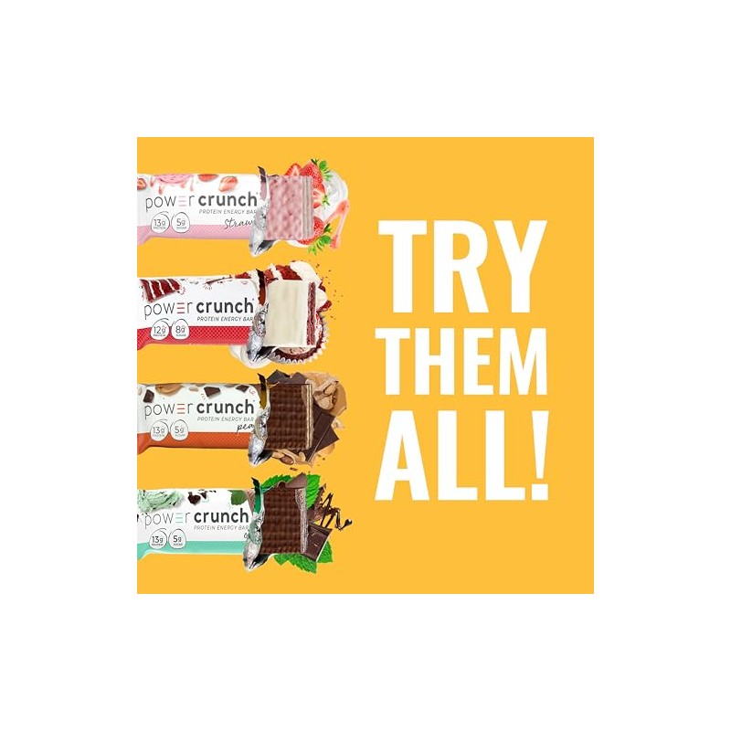 Power Crunch Protein Wafer Bars, High Protein Snacks with Delicious