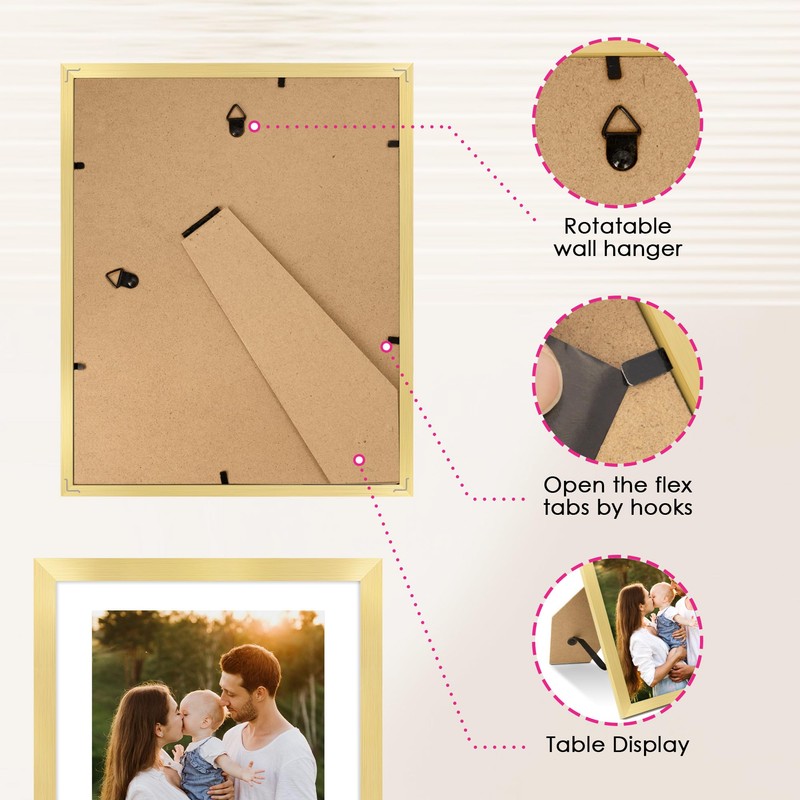 FIXSMITH 8x10 Picture Frame Bulk-4 Pack, Gold Picture Frames Collage