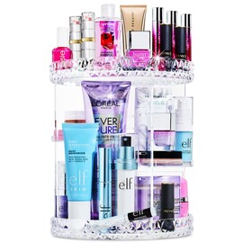 Sorbus 360 Rotating Makeup Organizer - Spinning cosmetics organizer, Adjustable Shelves for Make Up, Perfume & Toiletries - Acrylic Makeup Organizer for Vanity, Bathroom, Bedroom, Closet [Clear]