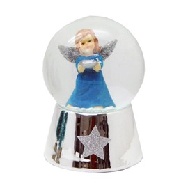 20220 Snow Globe Angel Blue Bowl Silver Base with Stars Music Box Ode to Joy 100 mm Diameter Shake Ball