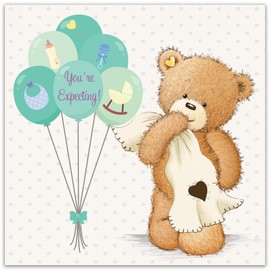 Twizler Popcorn The Bear You're Expecting Card - New Baby Card - Good Luck Card - Cute Card - Congratulations Card – Baby Boy Card - Baby Girl Card - Newborn Card - New Baby Gifts