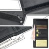 Lowats Slim Black Wallet Zip Foldable Triple Wallet with Chains