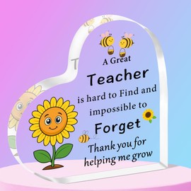 QMVMV Teacher Gifts for Women Men, to My Teacher Acrylic Heart Sign Paperweight Presents, Birthday End of Year Retirement Christmas Valentines Day Thank You Appreciation Gifts for Teacher