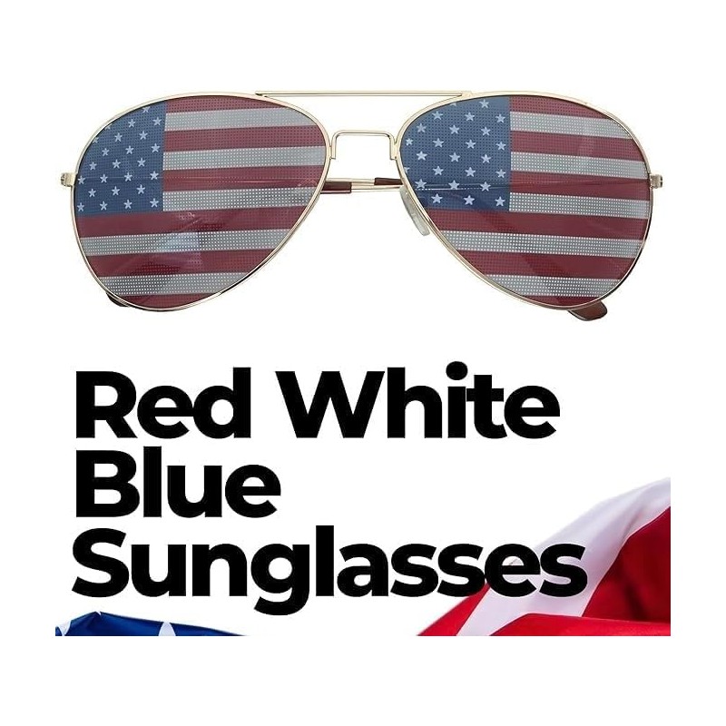 Goson American Flag Mirror Aviator Novelty Decorative Sunglasses (Silver)