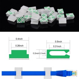 Hicarer 100 Pcs Adhesive Cable Clips Wire Clips Cable Management Wire Cord Holder, Upgraded Wall Wire Clips Strong Cord Clips Wire Holders for The Wall, Under Desk, Car(White, 13 x 10 mm)