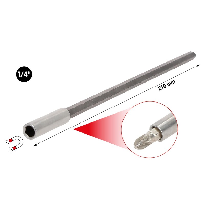 KS Tools 159.1174 1/4 Inch Bit Holder, 210 mm