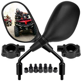 KEMIMOTO ATV Mirrors, 8MM10MM Motorcycle Mirrors for Handlebar ATV Accessories Compatible with Scooter Snowmobile Mope, 360 Degrees Ball-Type Adjustment