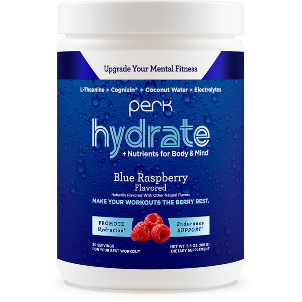 Perk Hydrate Blue Raspberry Flavored Electrolyte Drink Mix Powder (30