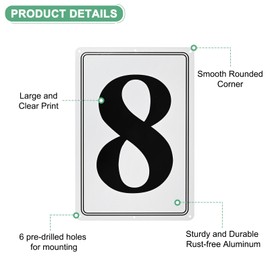 M METERXITY Aluminum Number Sign 8, 11.8 Inch House Numbers and Metal Letters, Parking Spot Letter Signs, Metal Letter Wall Decor for Garden/Door/Mailbox [Black Text On White]