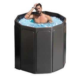 WJCCLYJC Athlete'S Collapsible Cold Plunge Tub-Portable Ice Bath, Durable 7-Layer Fabric,Stable10-Sided Structurefor Home, Gym&Outdoor Use-Foldable Design With Quick Drainage-For Hot And Cold Therapy