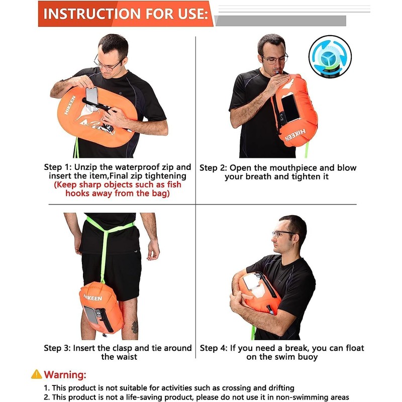 Hikeen Swim Buoy Pull Buoy, Waterproof, Visible Storage Space, Adjustable