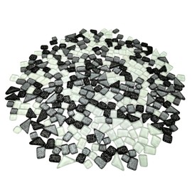 1.1LB Random Irregular Glitter Shiny Glass Mosaic Tiles for Crafts Bulk, Glass Mosaic Pieces Set for Cups Picture Frames Home Decoration DIY Art Projects (Mix Black White)